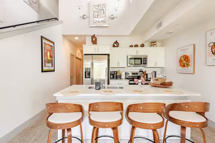 Styled kitchen with bar stools