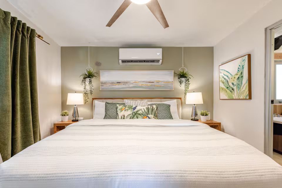 After — styled green bedroom
