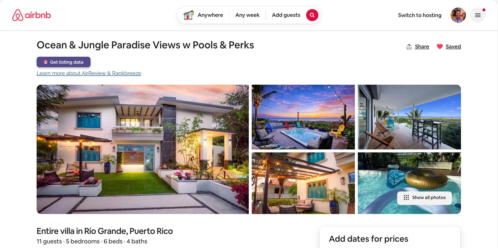 Wally's Puerto Rico villa — Airbnb listing